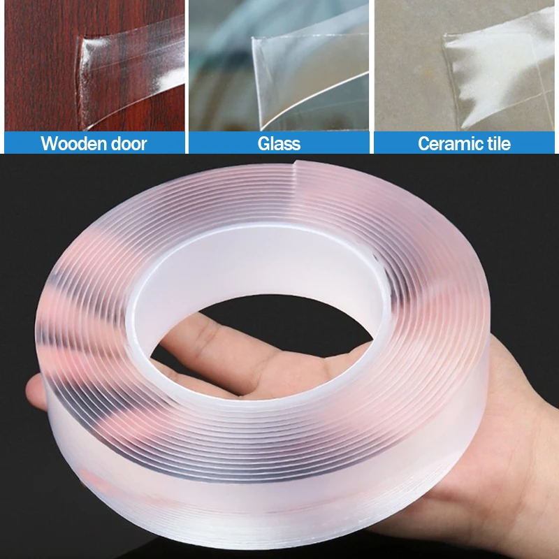 1/3M Double Sided Tape Heavy Duty Transparent Adhesive Strips Strong Sticky Multipurpose Reusable Waterproof Car Mounting Tape
