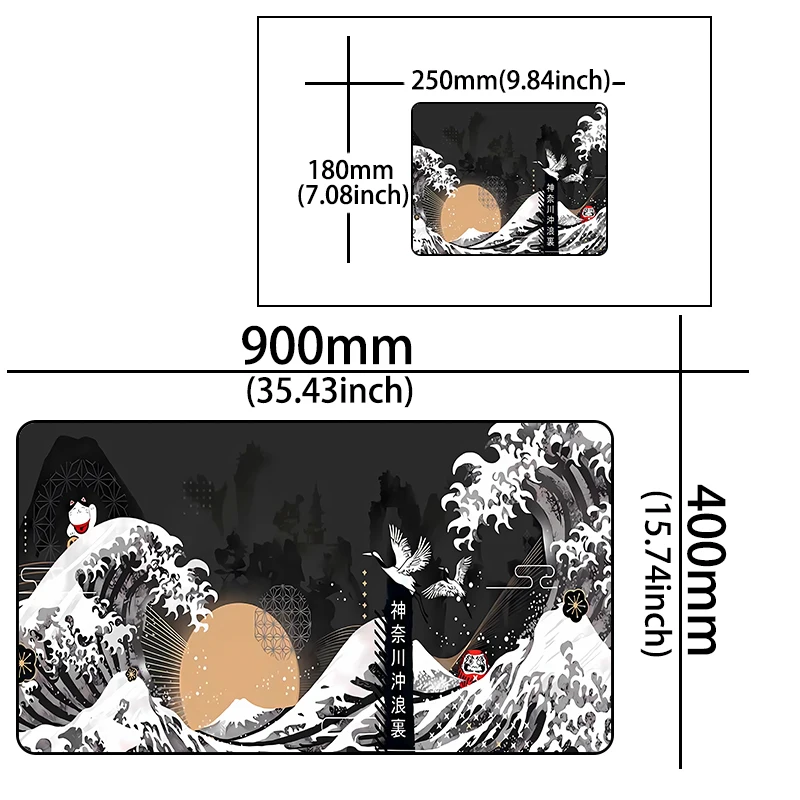 Grande Onda de Kanagawa Grande Gaming Mouse Pad Gamer Mousepad Borracha xl Arte Computacional Teclado Laptop Tapete de Mesa Japão a - Imagem 6