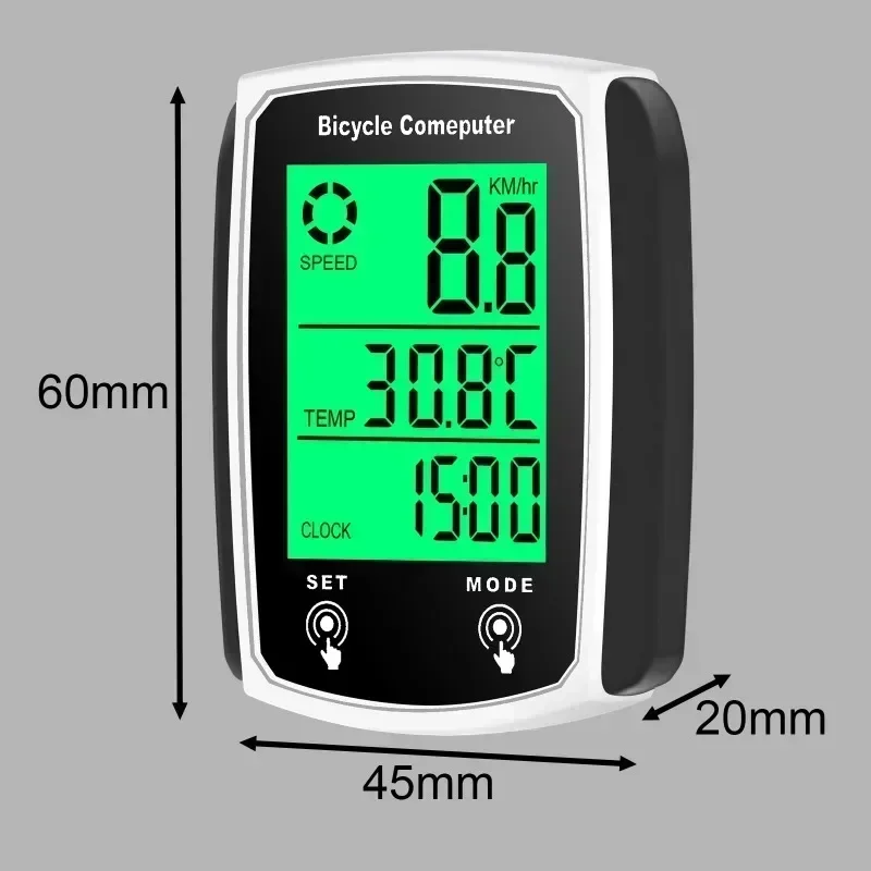 Wired Bike Computer LED Digital Bicycle Speedometer Odometer Touchscreen Cycling Computer Waterproof with Backlight 6
