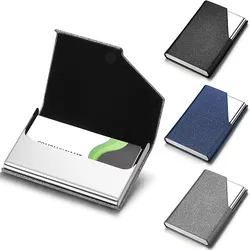 PU Leather Business Card Holder with Magnetic Stainless Steel Business Card Case ID Credit Card Case for Men Women Office
