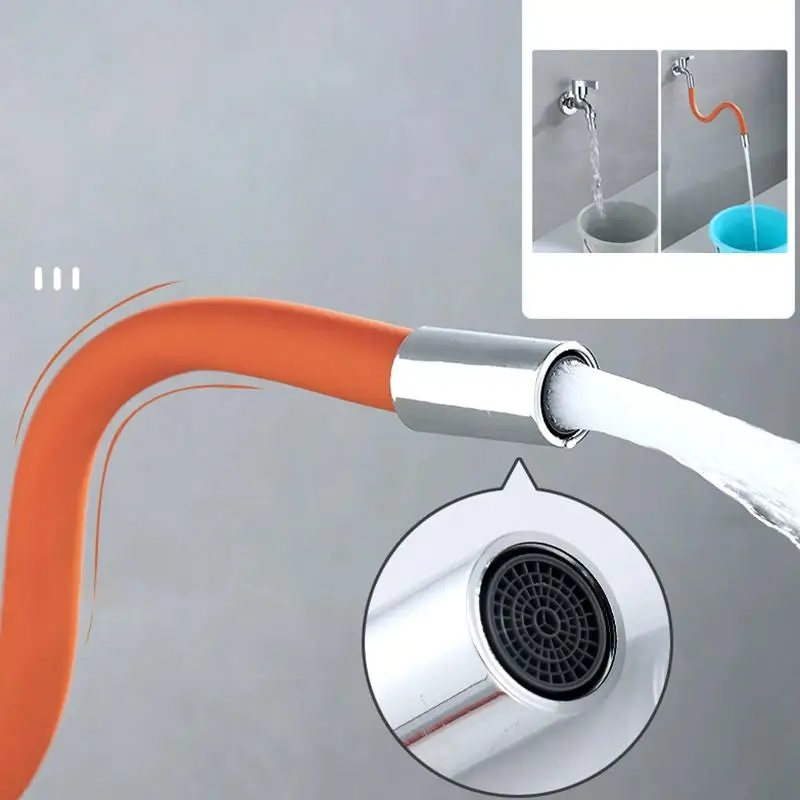Faucet Extension Tube Rotatable Extender Hose Bendable/Shapable/Flexible Water Tap Pipe Splash Proof Foaming Mout 4