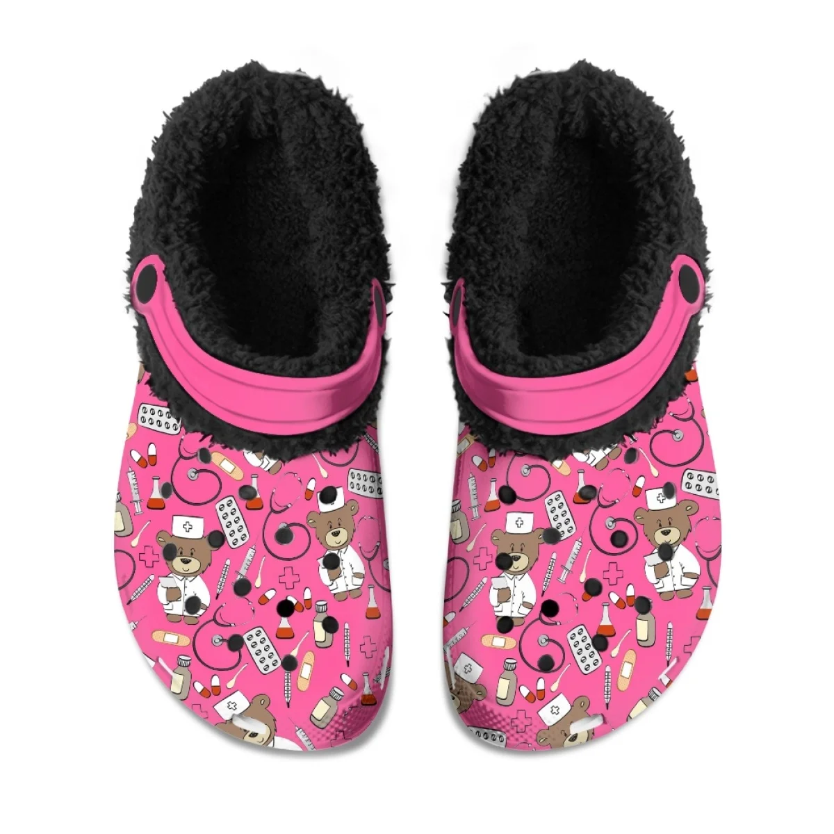 

Симпатичные домашние тапочки для девочек с мультяшным рисунком медведя, зимние теплые женские сандалии, Уличная обувь для работы в больницах и кормления, женская обувь