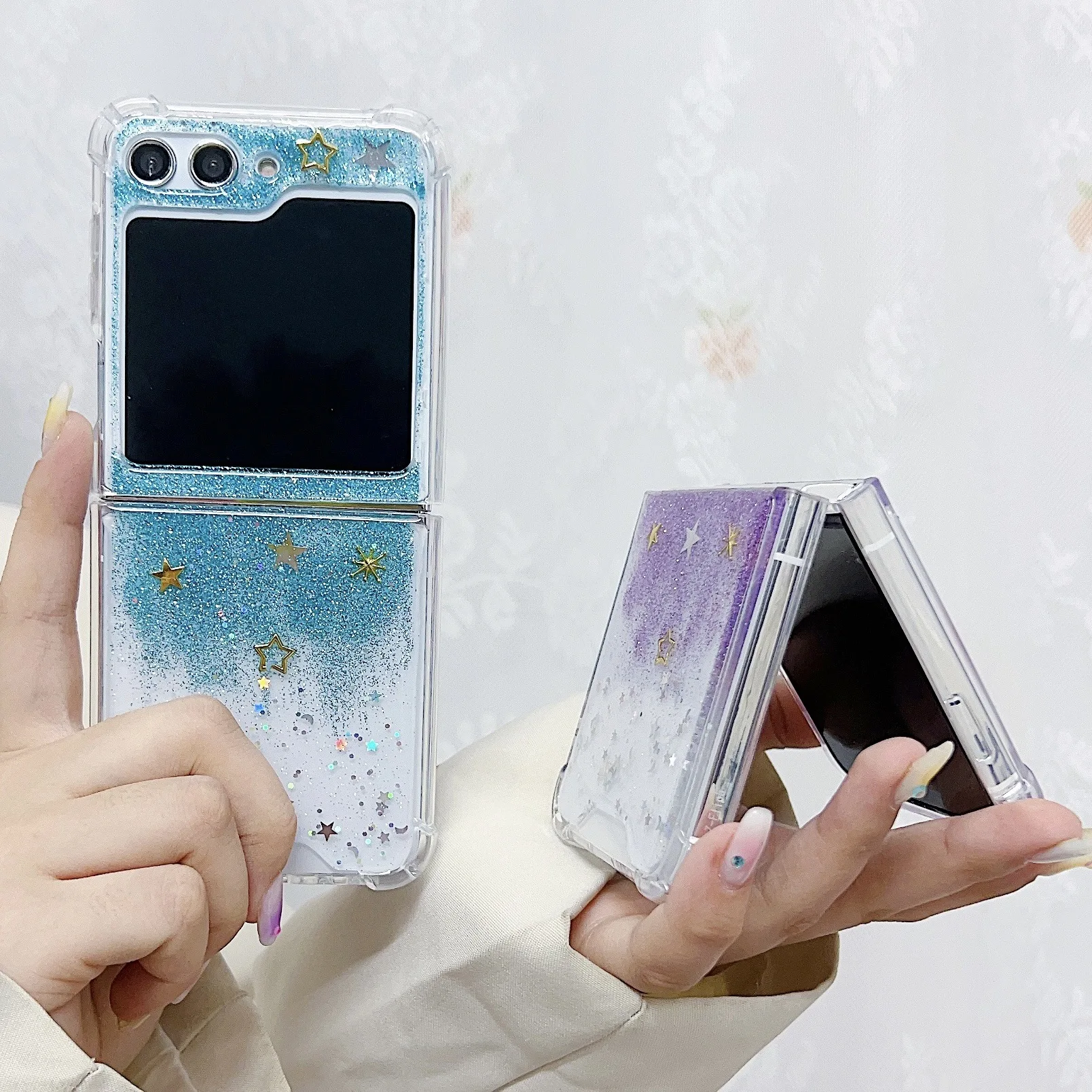 Samsung Galaxy Z Flip6/5/4/3 Case Glitter Cloud Moon Star