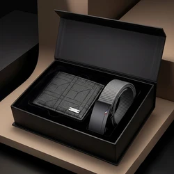 Stylish and Versatile Men's Belt and Wallet Gift Set - 130cm (Silver)