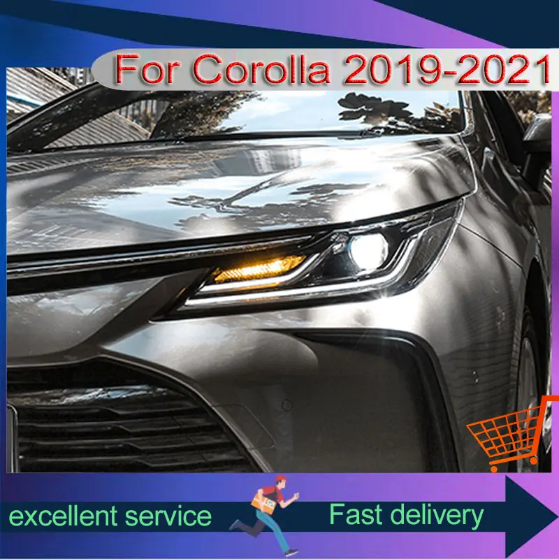 

Car Styling For Toyota 2019-2021 Corolla Headlights Xenon Upgrade DRL Front Lamp Full LED Projector Lens Auto Accessories