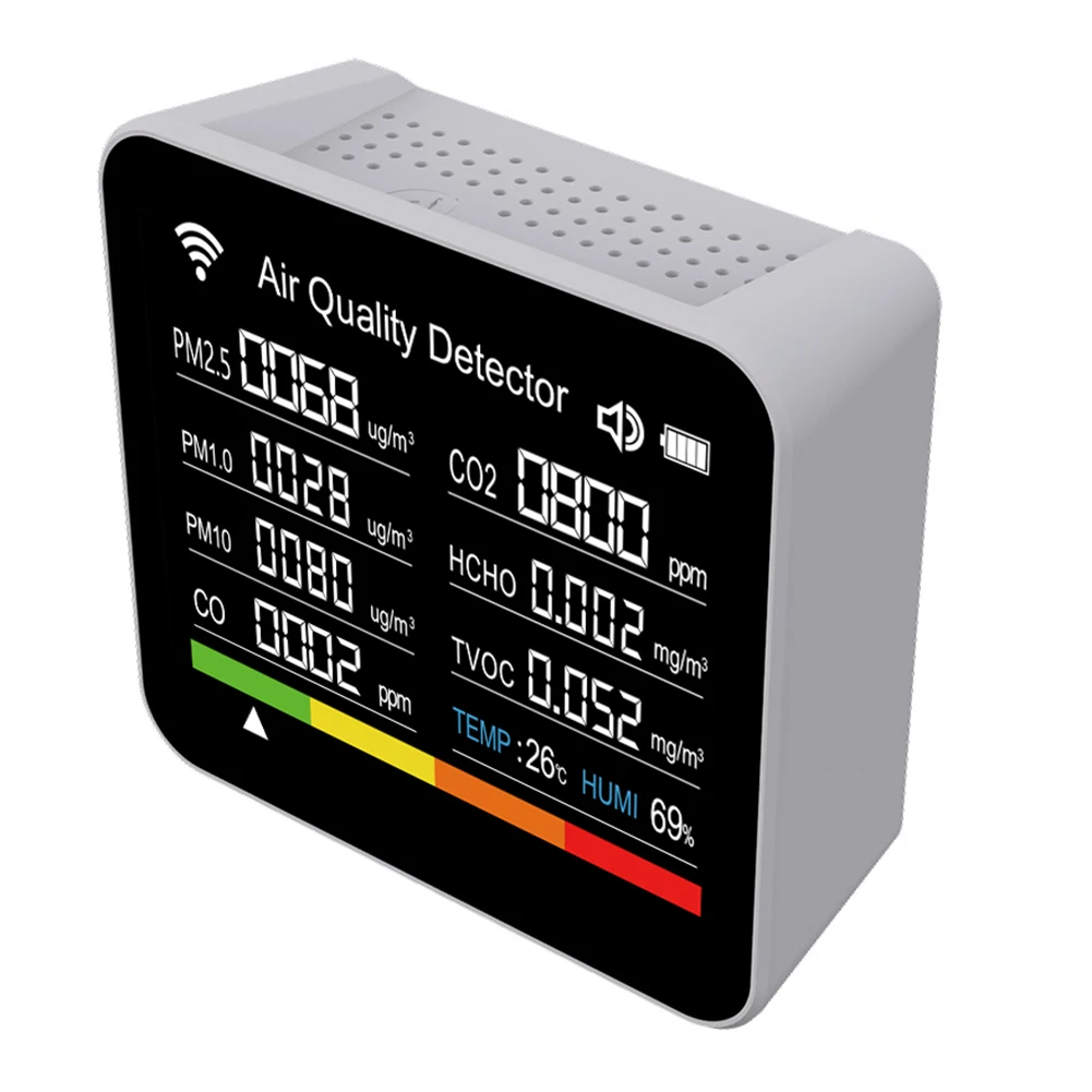 가정용 포름알데히드 CO2 감지기, 초정밀 디지털 PM2.5 PM1.0 PM10 PM10 HCHO TVOC CO CO2 계량기 가스 감지기, 15 in 1