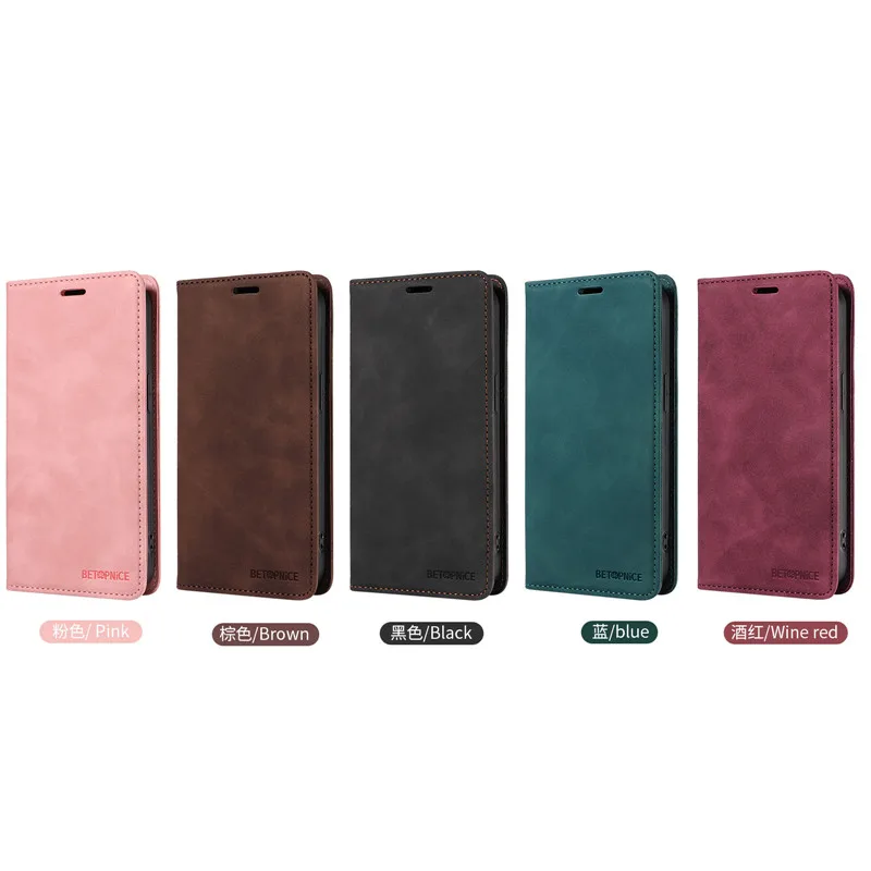 Anti-Theft Leather Wallet Flip Phone Case with Card Holder