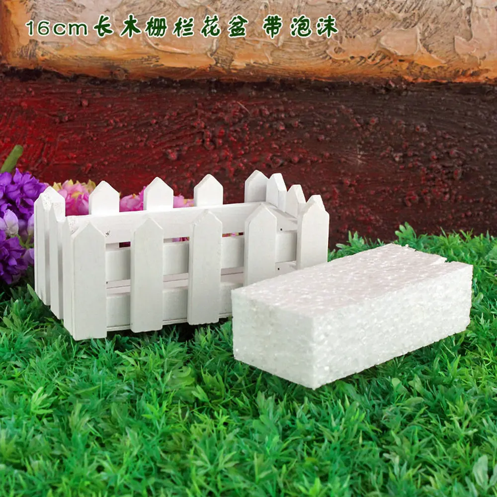 10cm 16cm 30cm Wooden Fence Vase With Foam Artificial Flower Vase Home Decoration Accessories Receiver Flower Set