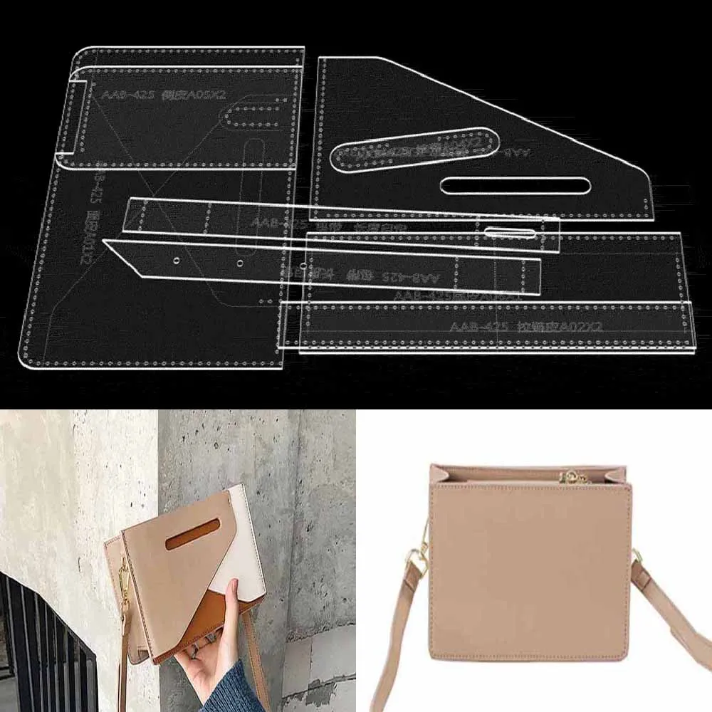 

Узоры кожаных сумок из крафт-бумаги и акрила для небольших квадратных сумок, сумка через плечо
