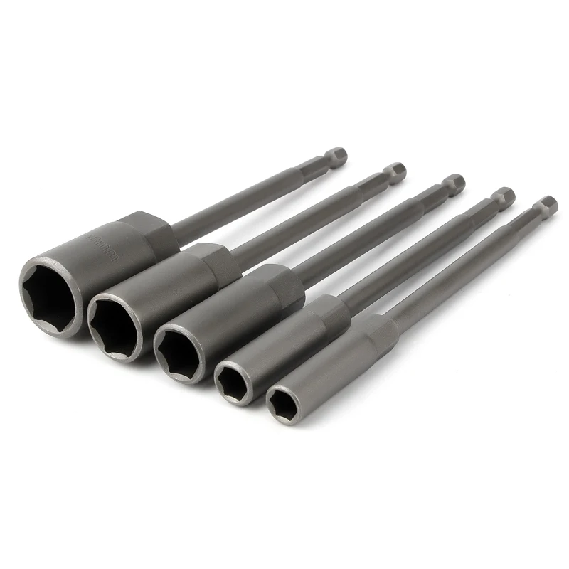 1pcs 150mm Length Extra Deep Bolt Nut Driver Bit 1/4 inch 6.35mm Hex Shank Wrench Socket Screw Driver for Power Tool 6-19mm 6