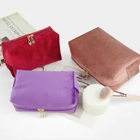Velvet Cosmetic Bag for Women New Fabric Large Capacity Makeup Bag Zipper Cosmetics Organizer Home Travel 1