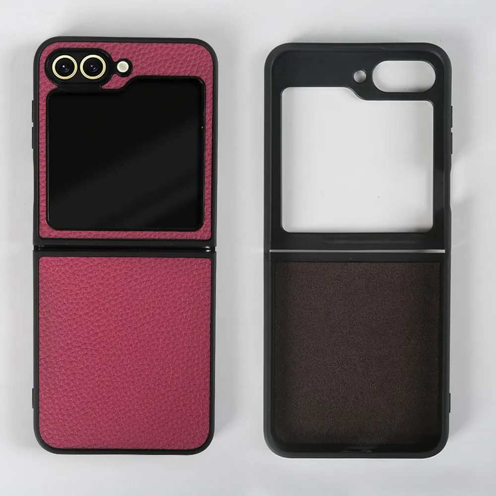 Luxury Genuine Leather Litchi Pattern Cowhide Phone Case Cover