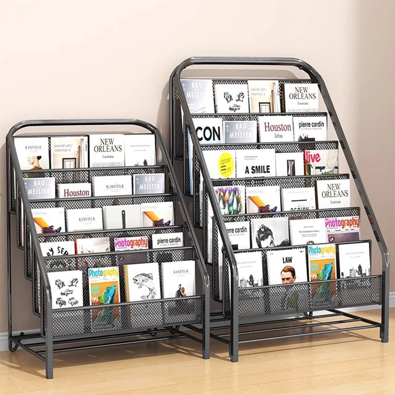 Wall-Mounted Magazine Rack Iron Book Display Shelf Kids Book Organizer Newspaper Holder Storage Stand Bedroom Furniture FYMR