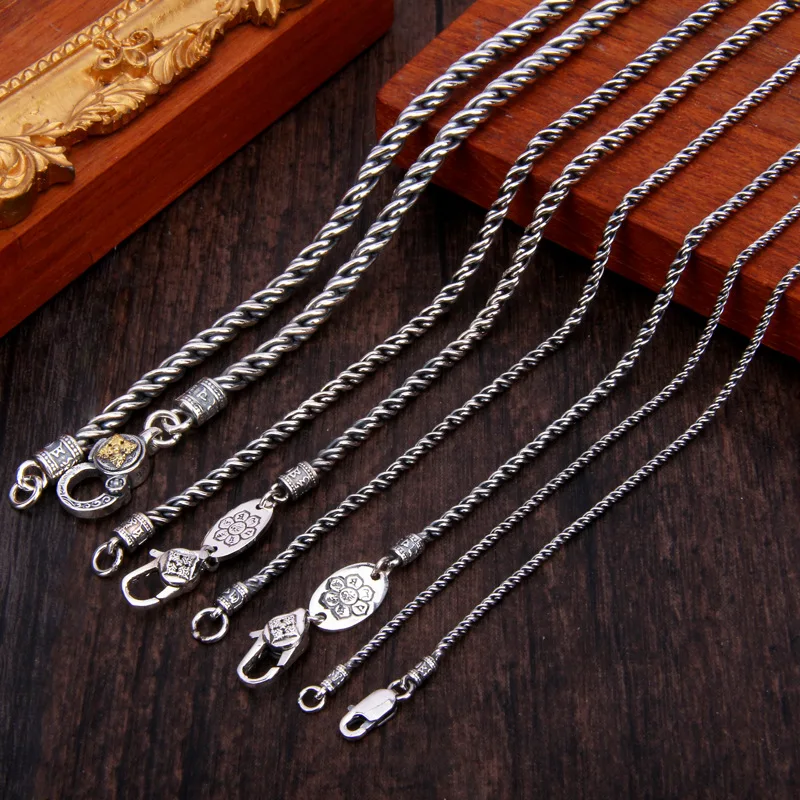 Solid 925 Sterling Silver Men's Chain Necklace