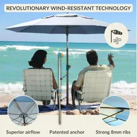 Umbrella & Anchor System, Large 7ft Silver Coated UPF50+ Canopy, 10 Second Installation, Wind Resistant, Durable 2