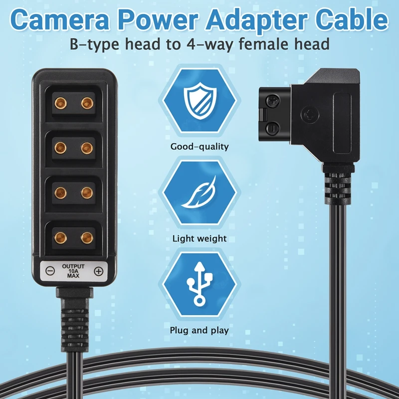 Dtap Splitter D-tap To 4-Port P-tap Splitter Cable - Ultrashort Power Splitter For Photography Equipment Photography Power Distribution