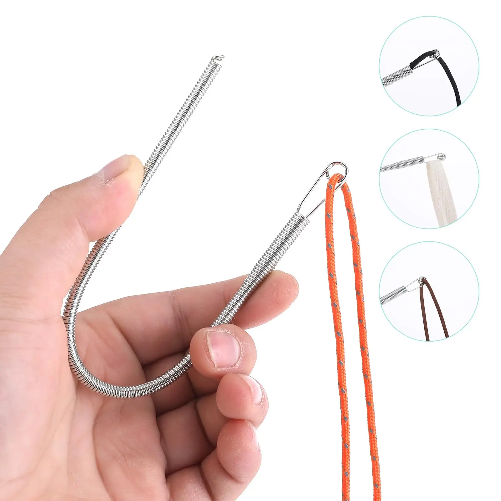 Multipurpose Rope Threading Tool DIY Bendable Spring Drawstring Threader Clip Sewing Needle for Pulling Ropes Elastic Band Craft