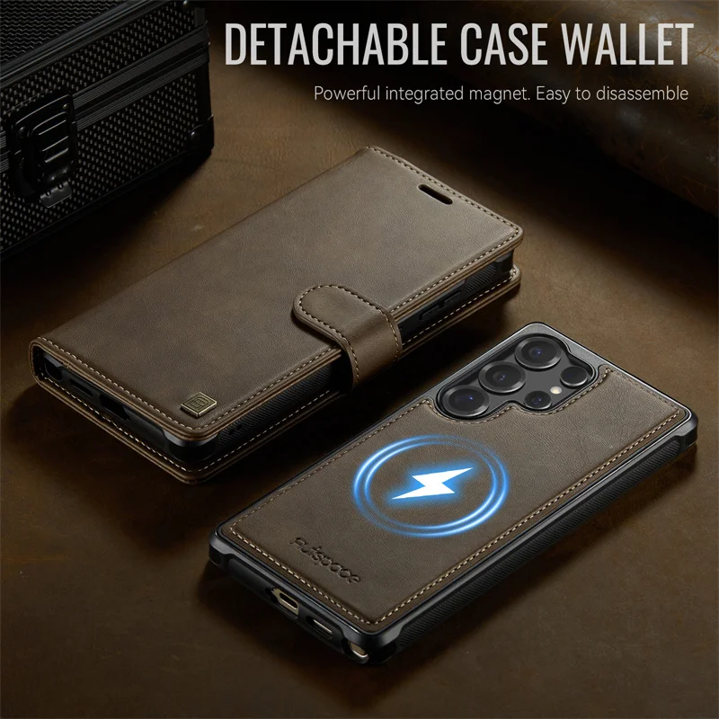 MagSafe Magnetic Flip Leather Phone Case with Wireless Charging and Wallet Card Feature
