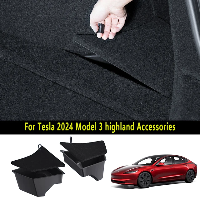 for Tesla Model 3+ Highland 2024 Rear Trunk Side Storage Box Multifunction  with Lids Organizer Model3 Interior Accessories 2pcs - AliExpress