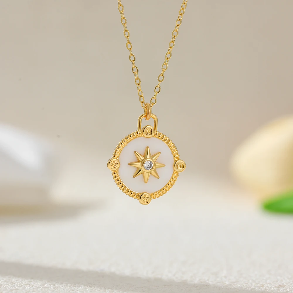 Trendy White Opal Geometric Rotundity Pendant Neckalce for Women Creative Personality Star Neckalces Hypoallergenic Jewelry 2025