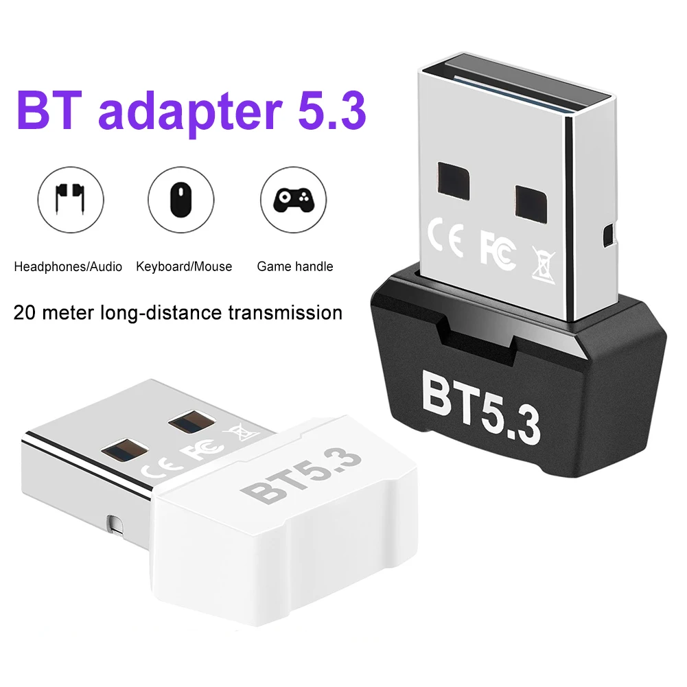 

Mini Wireless USB Adapter Portable 3Mbps Music Audio Receiver Transmitter Bluetooth-Compatible 5.3 for PC Speaker Mouse Gamepad