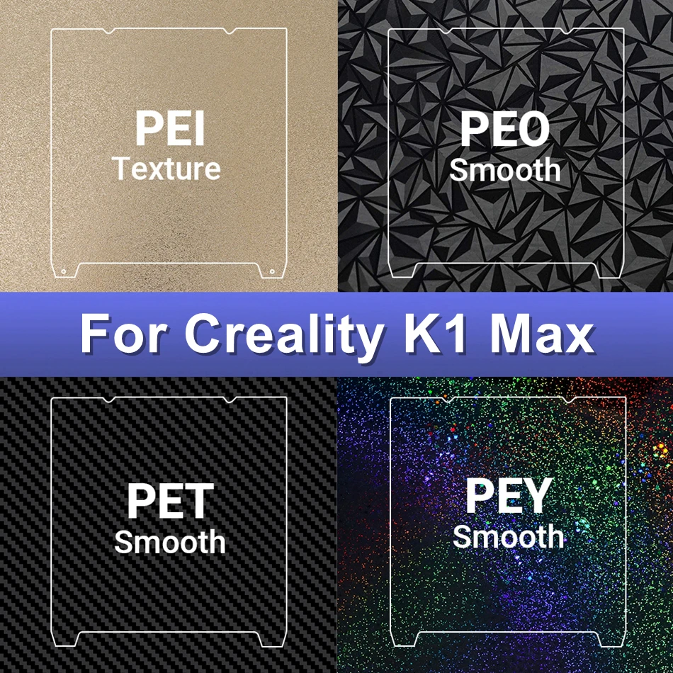 For Creality K1 Max Build Plate Texture Pei Sheet Spring Steel 310x315mm Smooth PEO PET PEY Double Printing For K1MAX Heated Bed, ,   - AliExpress