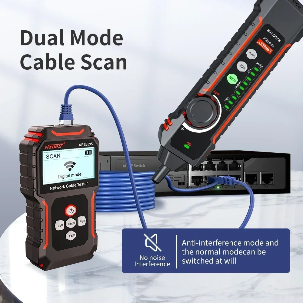 Noyafa NF-8209S Network Cable Tester Measure Length POE LAN Cable Test LCD Display Scan Wiremap Wire Tracker Network Tools