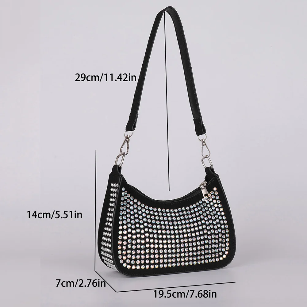 2022 Trendy Rhinestone Underarm Bag Fashion Versatile Shoulder Brand Mini  Handbag For Woman Evening Party Daily Shopping Purse