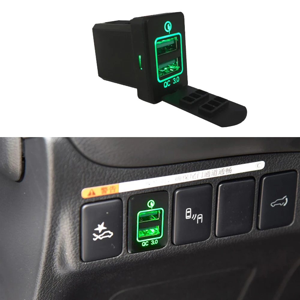 Qc3.0 Charger Dual Usb Ports Charging Socket Switch For Mitsubishi