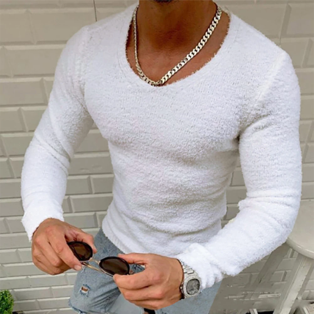 Mans Shirt Tops Casual Pullover Long Sleeve Tops Muscle Fitness Round Neck Solid Color T-shirt Blouse For Male