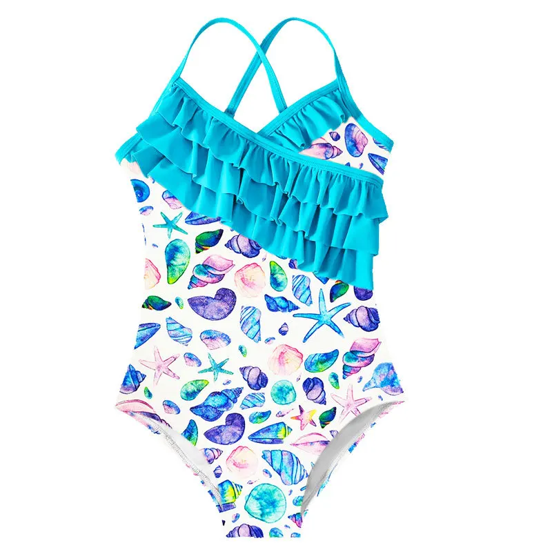 thumbnail image 1 of Traje de baño de una pieza para niñas adolescentes de verano 2024, traje de baño para niñas con estampado de volantes, conjuntos de bikini para niños, traje de baño de playa para niños, conjunto de ba, 1 of 5