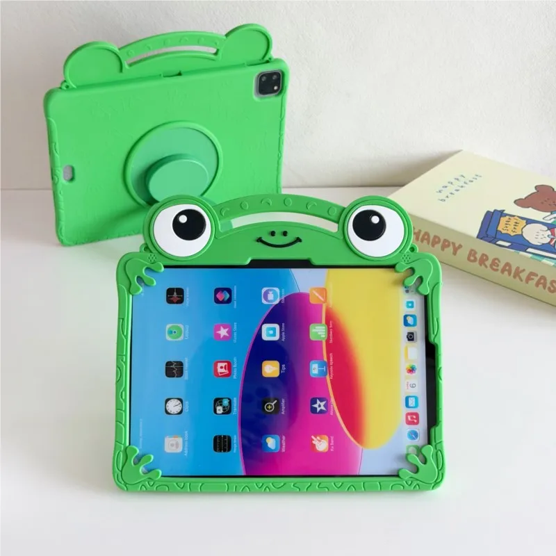 3D Cartoon Frog Soft Silicone Tablet Case with Bracket