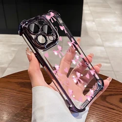 Custodia per telefono TPU con airbag e placca a forma di cuore nero con fiocco
