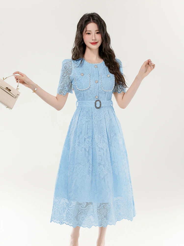 Rodilla Vestidos Acampanados Con Encaje Vestidos Formales Vestidos