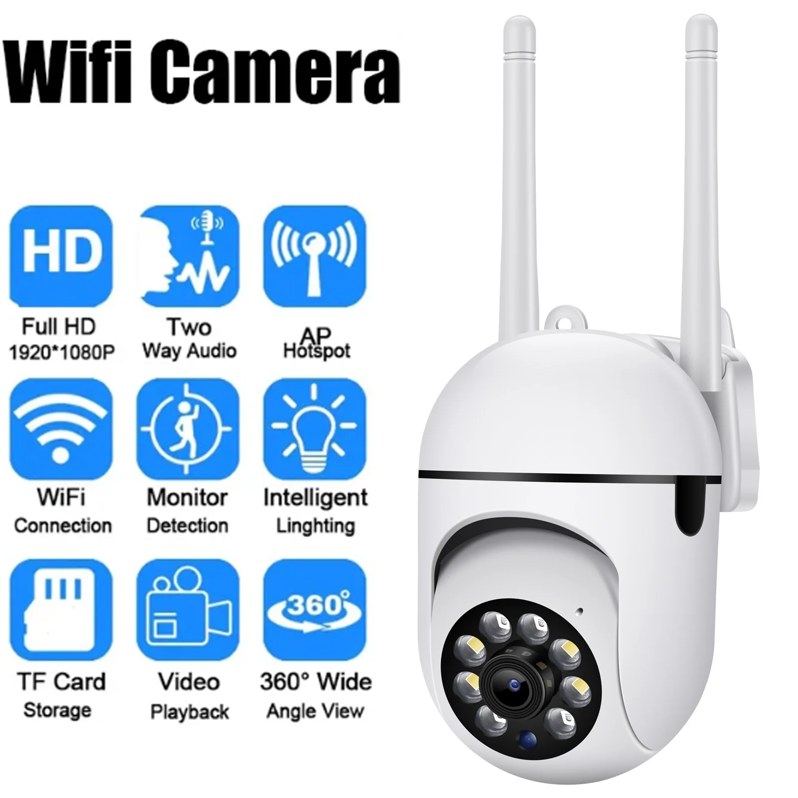 2023 Wifi Ip Camera Outdoor Security Color Night Vision 2Mp Wireless Video Surveillance Zoom Camera Smart Human Detection Cam