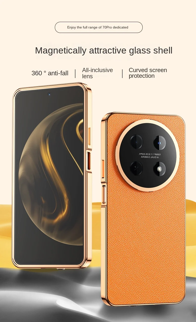 360 Full Protection Clear Tempered Glass Case with PU Leather Back Cover