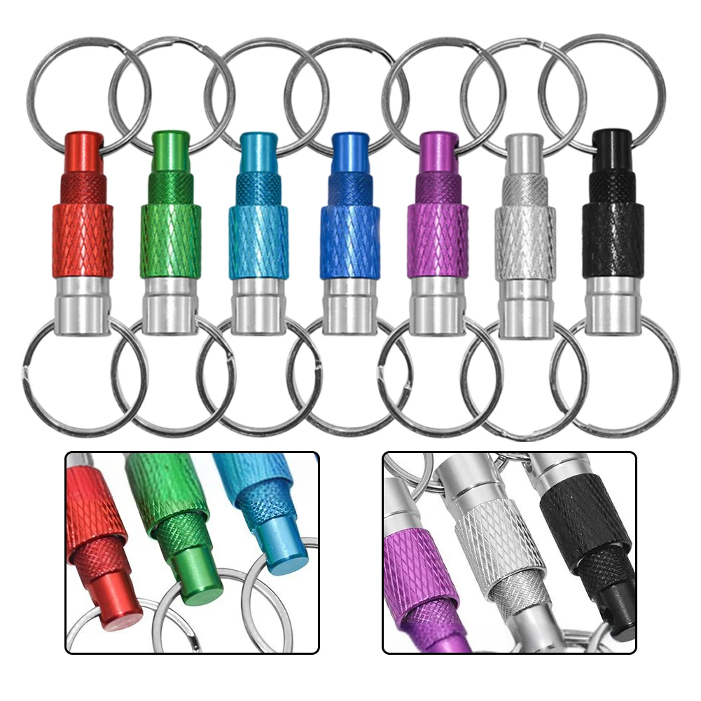 Befestigen Sie an Taschen für Outdoor-Aktivitäten ° Rotations-Schlüsselanhänger, Doppelring-Schnalle, hochfestes Aluminium, innovatives Design – Detail 2