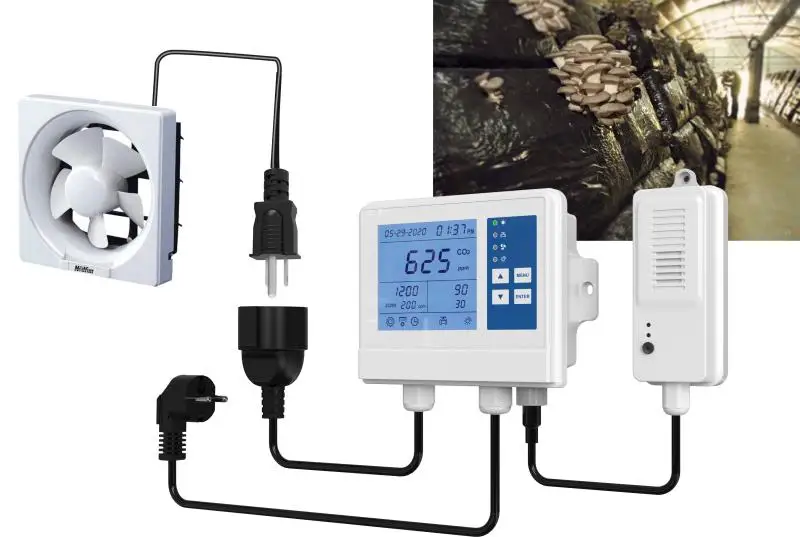 CO2 Controller for greenhouse, Grow Rooms & Tents carbon dioxide monitor and controller with remote CO2 sensor