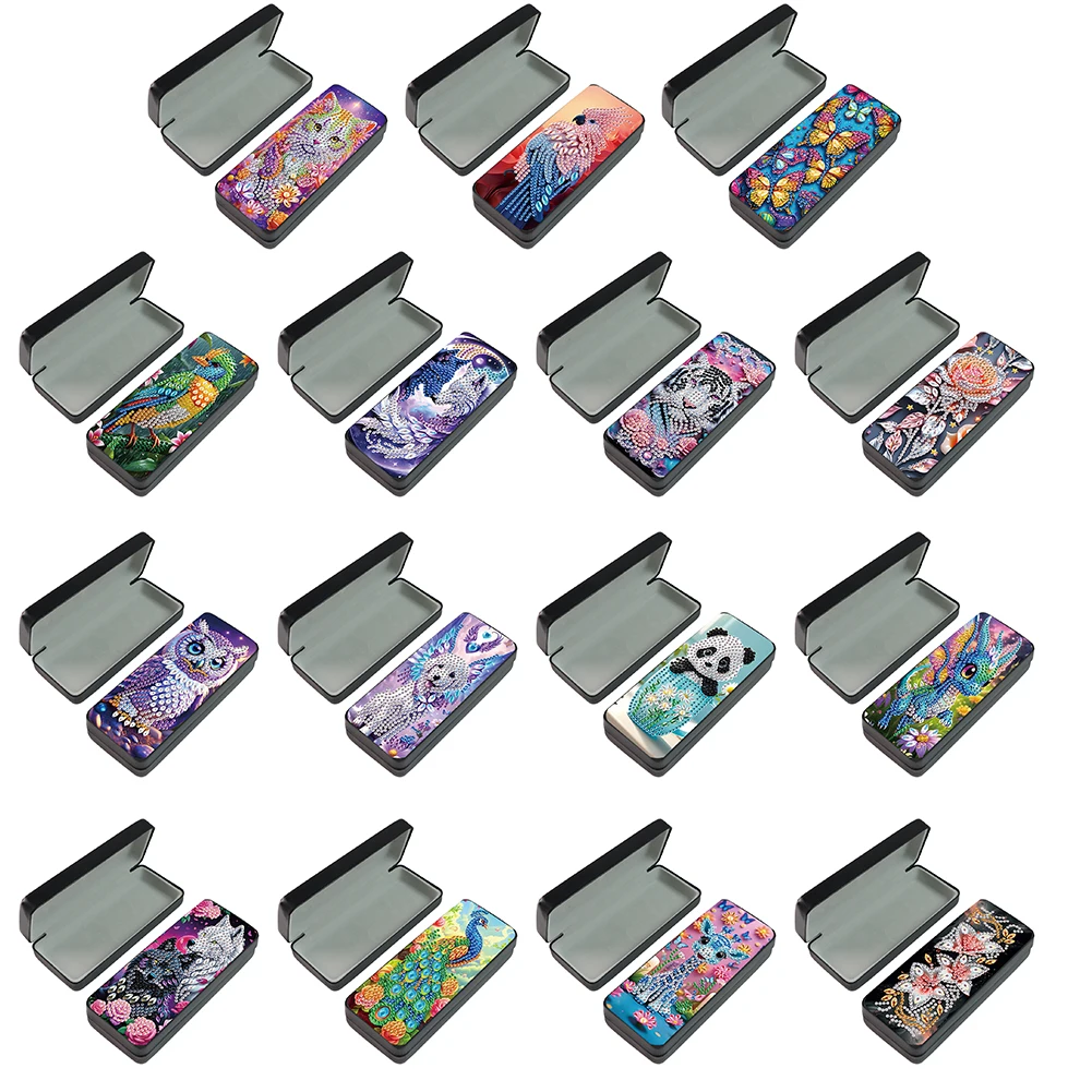 Diamond painting Diamond painting accessories Diamond art painting kit Diamond painting set 1Pcs Flower Animal Leather 5D Diamond Painting Sunglass Case DIY Diamond Sunglasses Storage Box for Art Craft