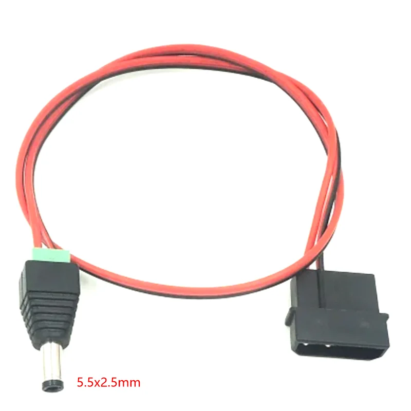 2pcs/lot 4-pin IDE Molex TO 12V DC Power Jack Connector Plug 5.5x2.5mm/5.5x2.1mm Adapter