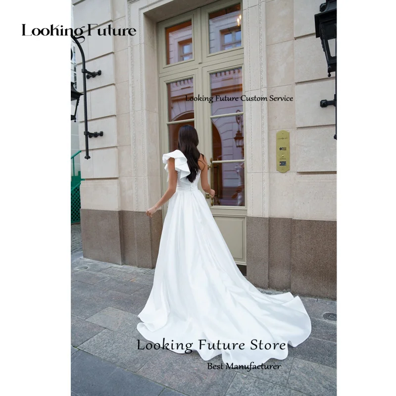 Modern Detachable Train Mini Mermaid Wedding Dress Simple One Shoulder Sleeveless Sexy Backless Pleated Flowers 2025 Customized 16 Sa8592deced8c481eaafa2edc12d42c7dP