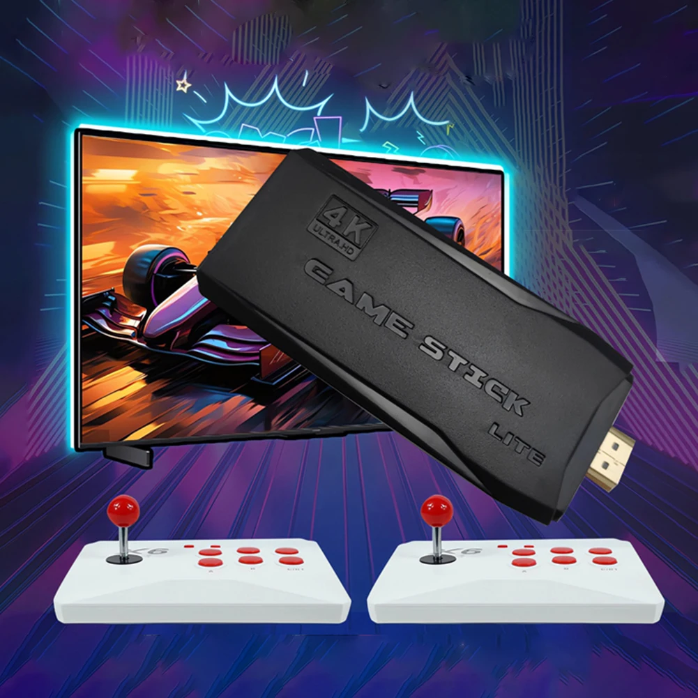 아케이드 조이스틱이 있는 M8-X6 TV 게임 스틱 콘솔, MAME, Sega, PS1, Atari용, 4K 내장 20000 + 게임, 32, 64, 128G