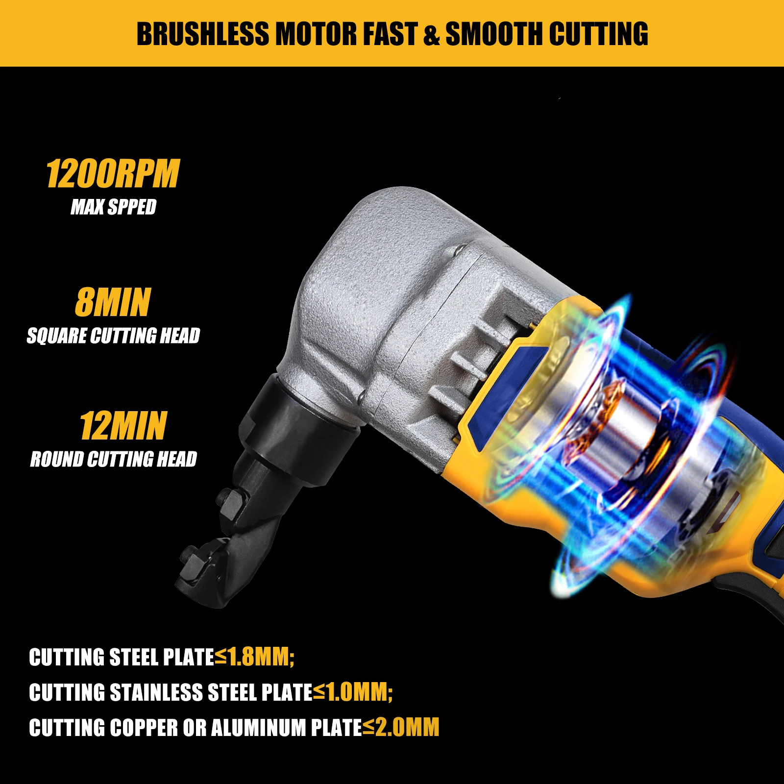 Cordless Electric Nibbler Compatible with Dewalt 18V 20V Battery Cutting Tool for Cutting Stainless Steel,Aluminium,Plastic 2