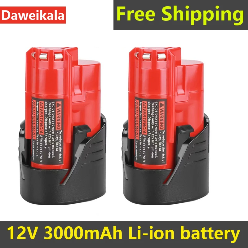 2023 Nuova Batteria Ricaricabile Turpow 12V 6000Mah Per Milwaukee M12 Xc Cordless Tool 48-11-2402 48-11-2411 48-11-2401 Mil-12A-L