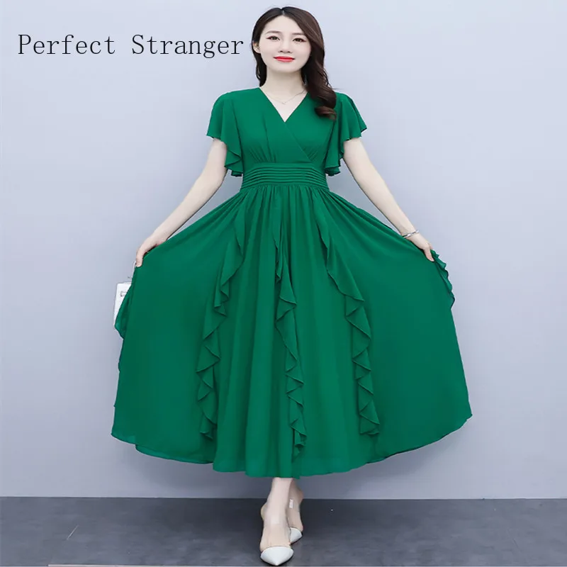 Finjani-Vestido feminino com estampa vertical listrada, gola V, vestidos de  manga curta, verão, novo, 2023 - AliExpress