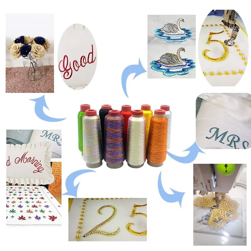 Metallic yarn 1Pcs 3200M/Roll Metallic Embroidery Crochet Knitting Yarn Cross Stitch