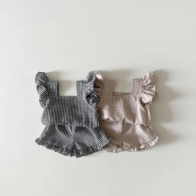 MILANCEL 2022 Summer Baby Clothing Set Toddler Ruffle Tee and Shorts 2 Pcs Girls Suits Ruffle Tee Set