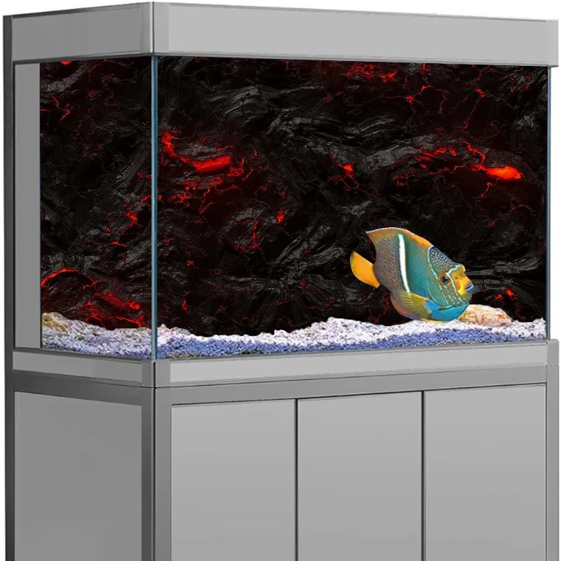 Aquarium Backdrop Decoration: Lava Stone HD Wall Art Sticker