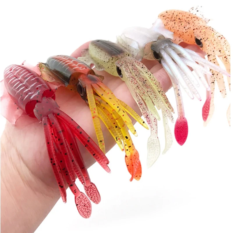 

Deep Sea Squid Bait Fake Bait 60G Bionic Octopus Iron Hook Sea Fishing Road Asia Luminous Soft Bait