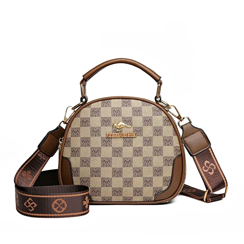 Bolso de hombro de diseñador con nuevo patrón para mujer, de alta calidad, portátil, con cuadrícula de colores a juego, bolso cruzado clásico y moderno, bolso circular